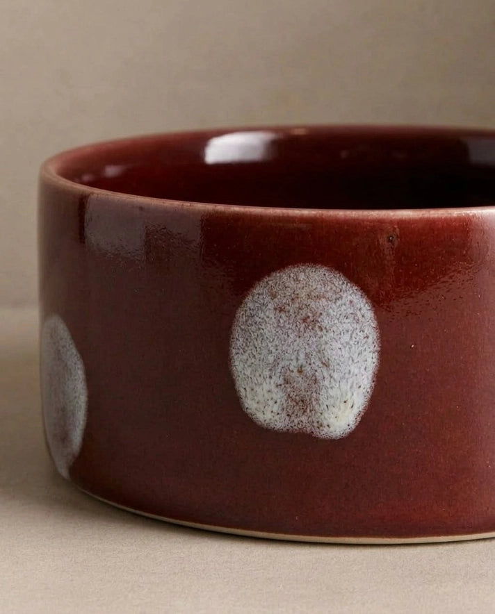 Egg Back Home - Pop Dots Burgundy Pet Bowl