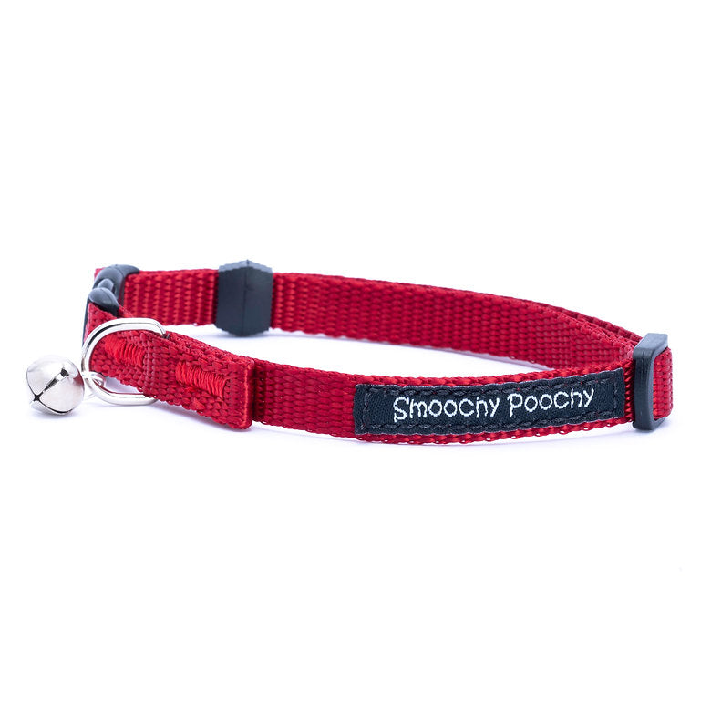 Smoochy Poochy - Breakaway Nylon Cat Collar with Bell - Red