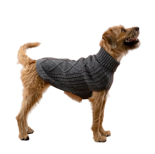 Alqo Wasi - Aran Knit Grey Alpaca Sweater