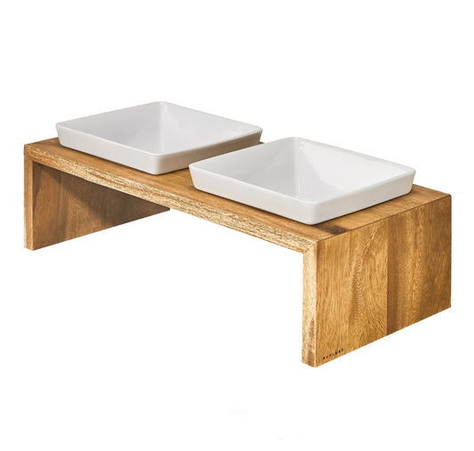 Artisan Double Wood Feeder - Bamboo