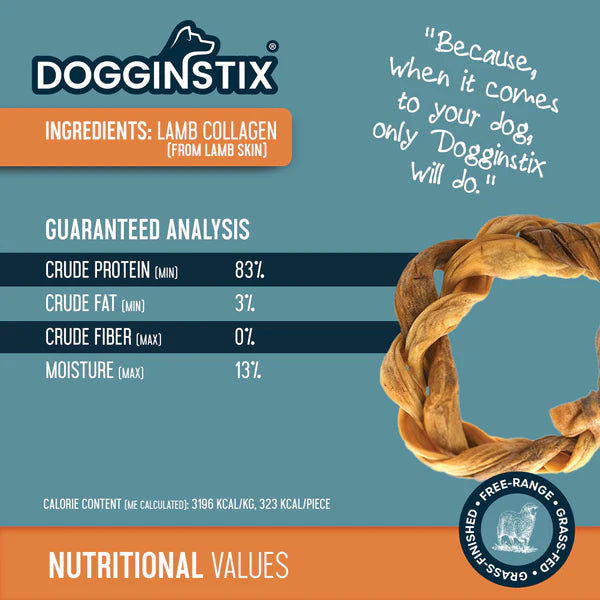 DoggInStix - Braided Lamb Collagen Ring - 6.5"