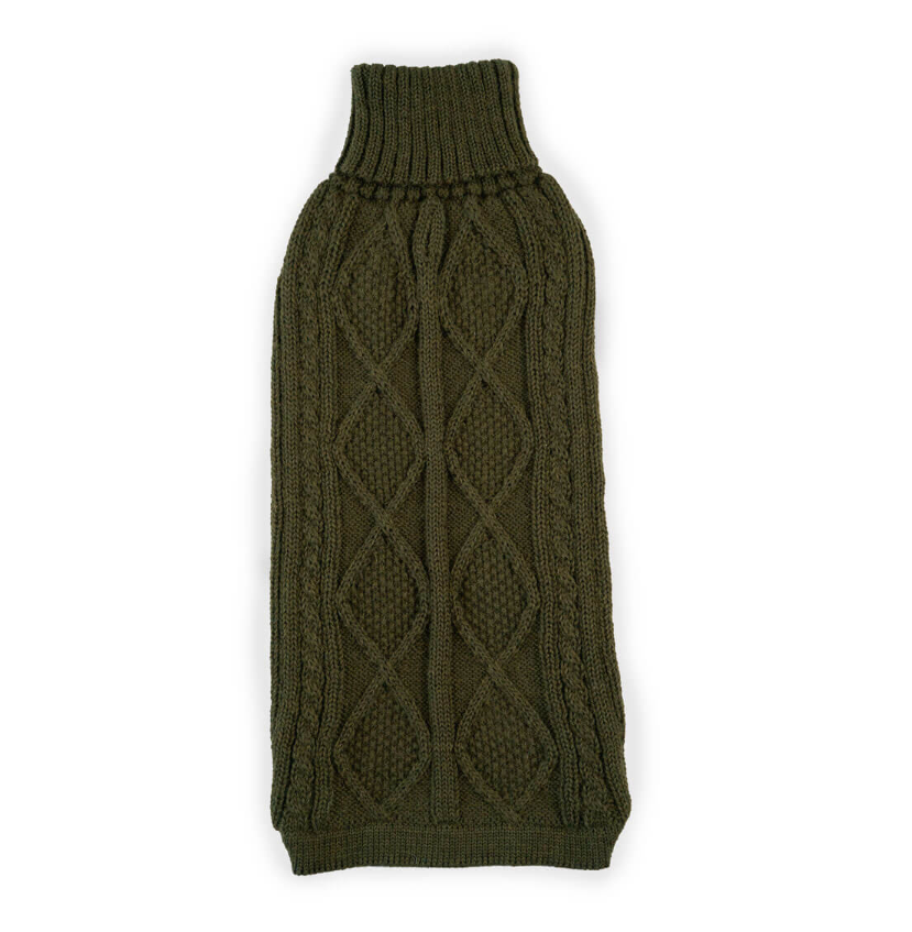 Alqo Wasi - Forest Green Aran Alpaca Sweater