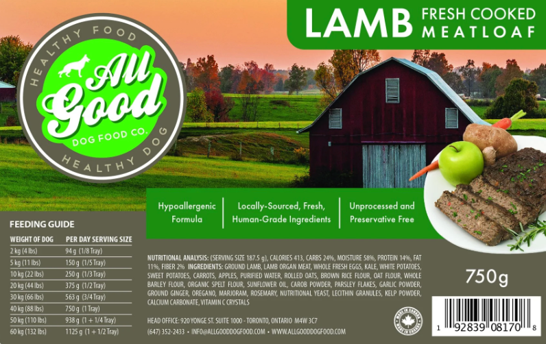 All Good Dog Food - Lamb Meatloaf