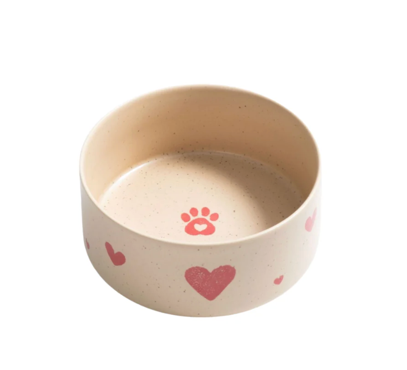 Egg Back Home - Cozy Hearts Stoneware Pet Bowl - Large