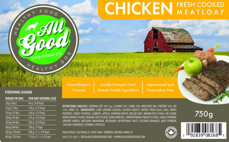 All Good Dog Food - Chicken Meatloaf