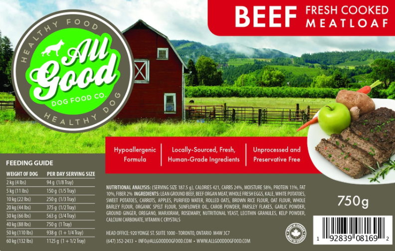 All Good Dog Food - Beef Meatloaf