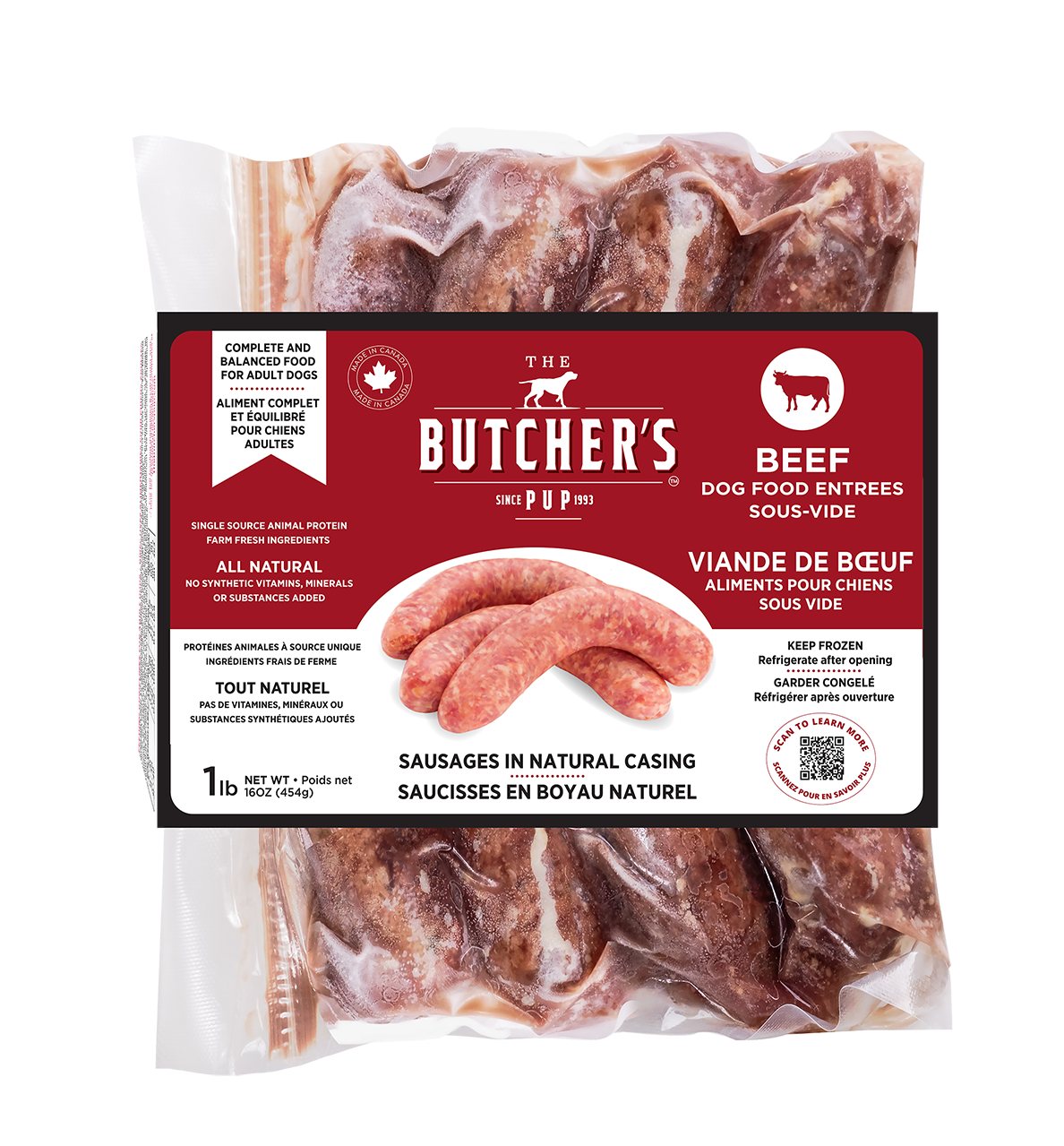 Butcher's Pup - Sous Vide - Grass Feed Angus Beef  - 4 Sausages (1lb)