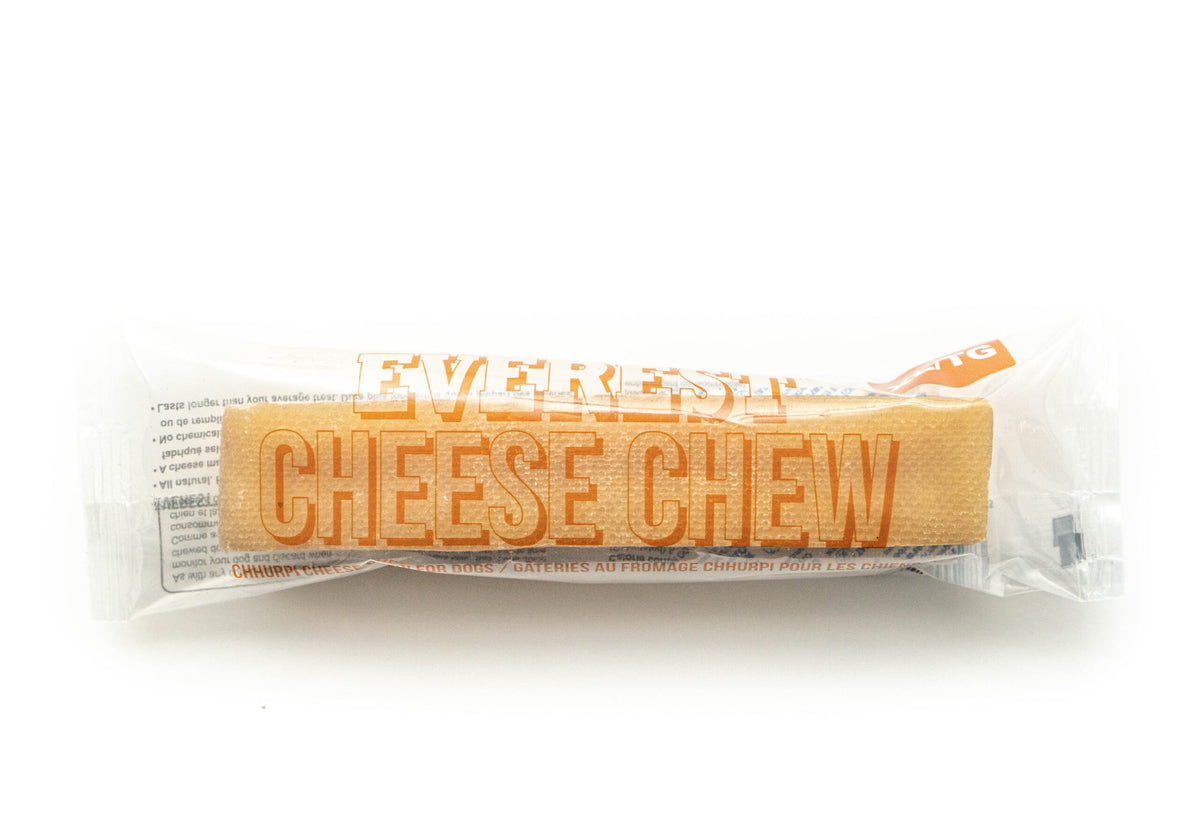 Cheese chew snack bar in packaging on a white background