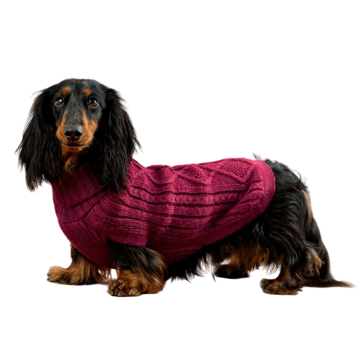Alqo Wasi - Aran Knit Wine Red Alpaca Sweater