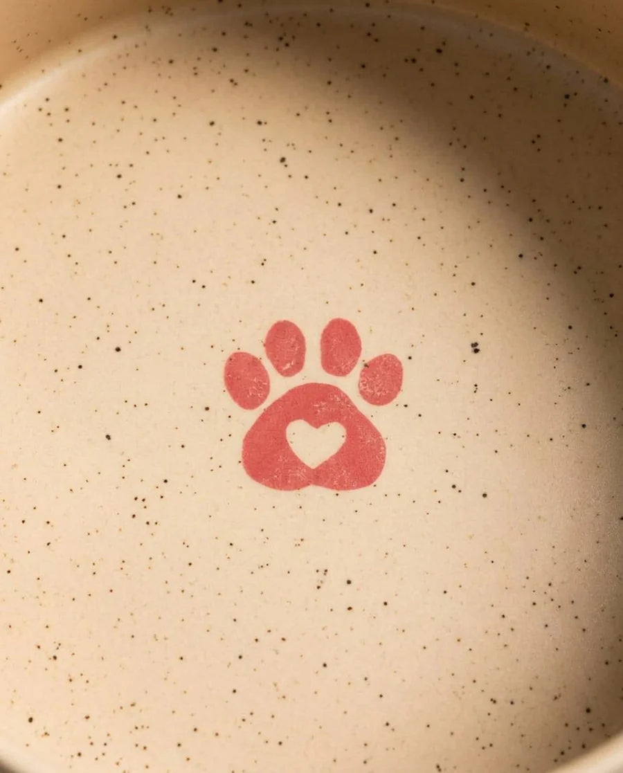Egg Back Home - Cozy Hearts Stoneware Pet Bowl - Large