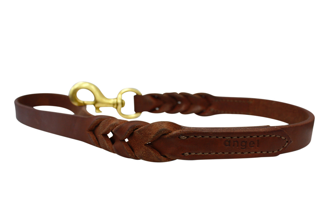 Angel Braided Leather Leash: Brown