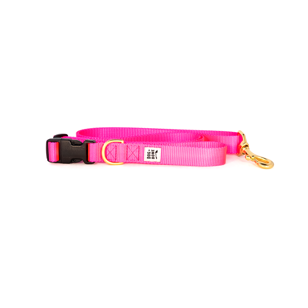 Dog + Bone Adjustable Leash - Hot Pink