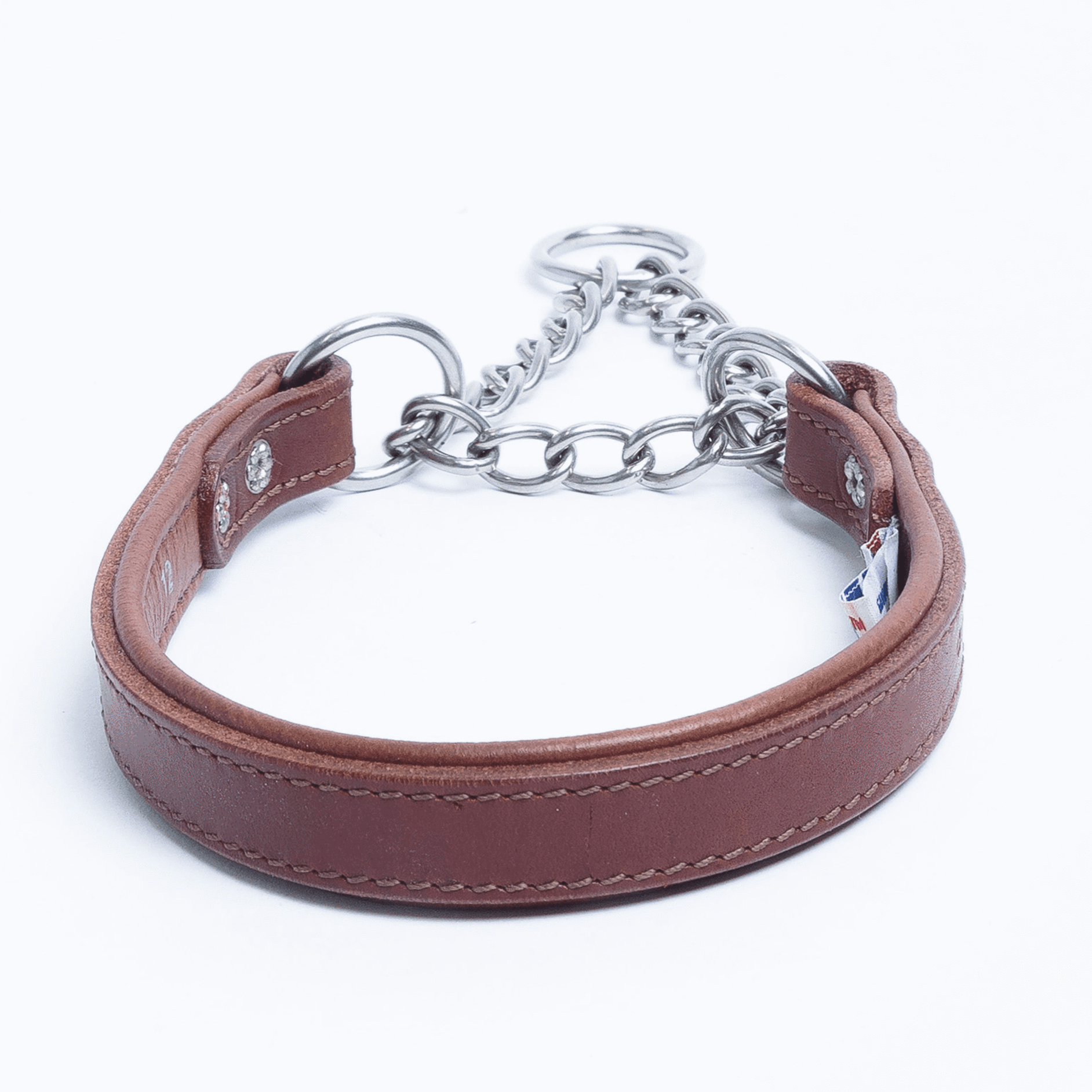 Dog collar chain and leather on sale